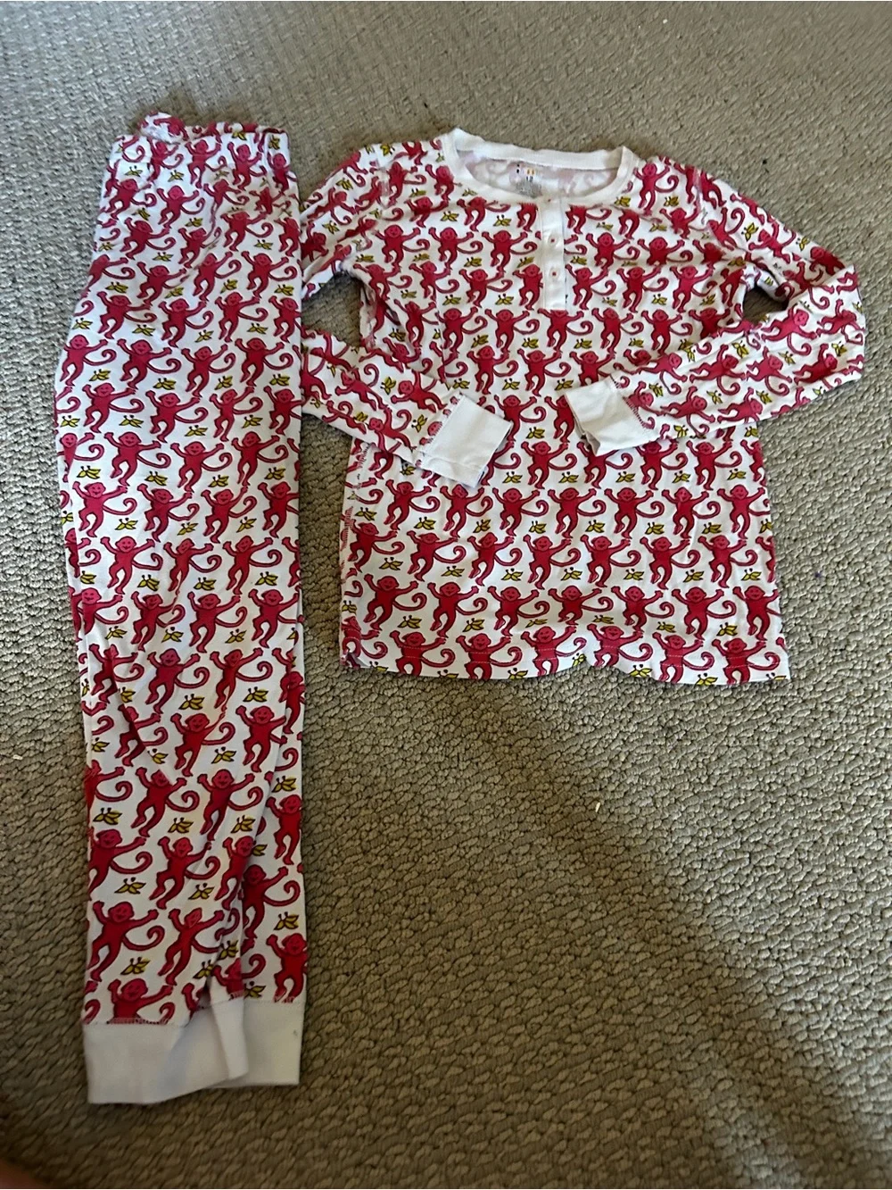 Roller Rabbit White Pajama Set with Red Monkey Print